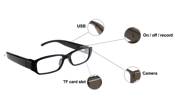 Brille HD mit Kamera Spionbrille Spy glasses   art.87000006