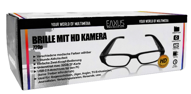 Brille HD mit Kamera Spionbrille Spy glasses   art.87000006